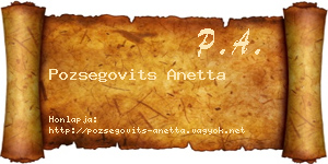 Pozsegovits Anetta névjegykártya